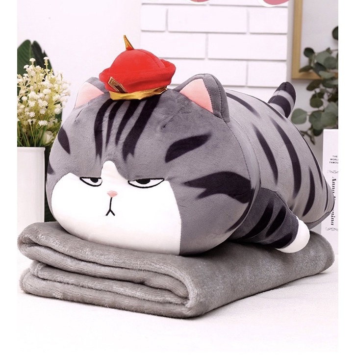 Gấu Bông Có Mền - Chăn Gối Văn Phòng 3in1 Hình Mèo