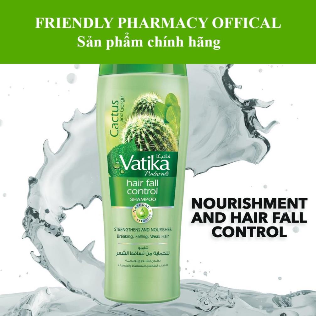 Dầu gội Vatika Naturals Hair Fall Control Shampoo ngăn ngừa tóc gãy rụng, kích thích mọc tóc con