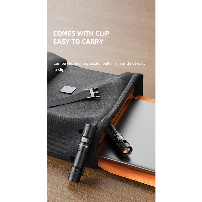 Đèn pin siêu sáng SUPERFIRE A12 có thể sạc lại bằng hợp kim nhôm chuyên dụng