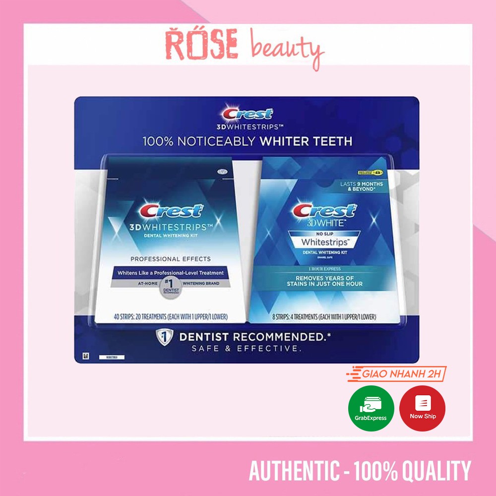 Miếng dán trắng răng Crest 3D White - Rosebeauty