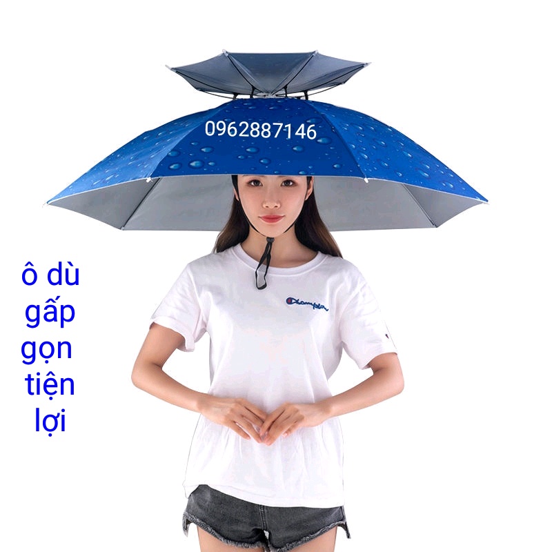 ô dù đội đầu 2 tầng ô dù câu cá loại 1 siêu mát