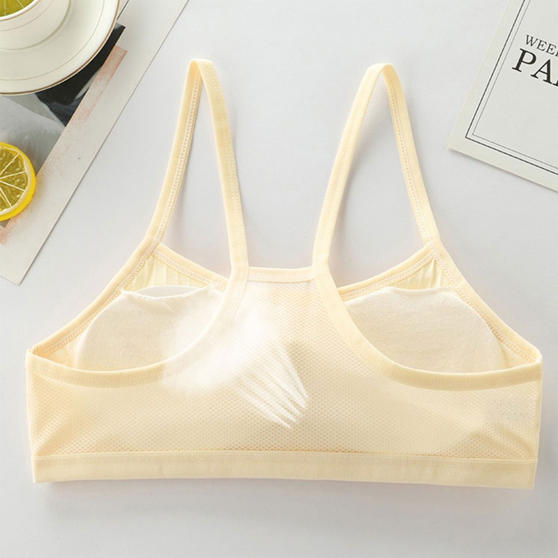 Mary Áo Ngực Cotton Lưới Dây Lưng Có Đệm Tháo Rời Được Màu Trơn Dành Cho Thanh Thiếu Niên / Bé Gái