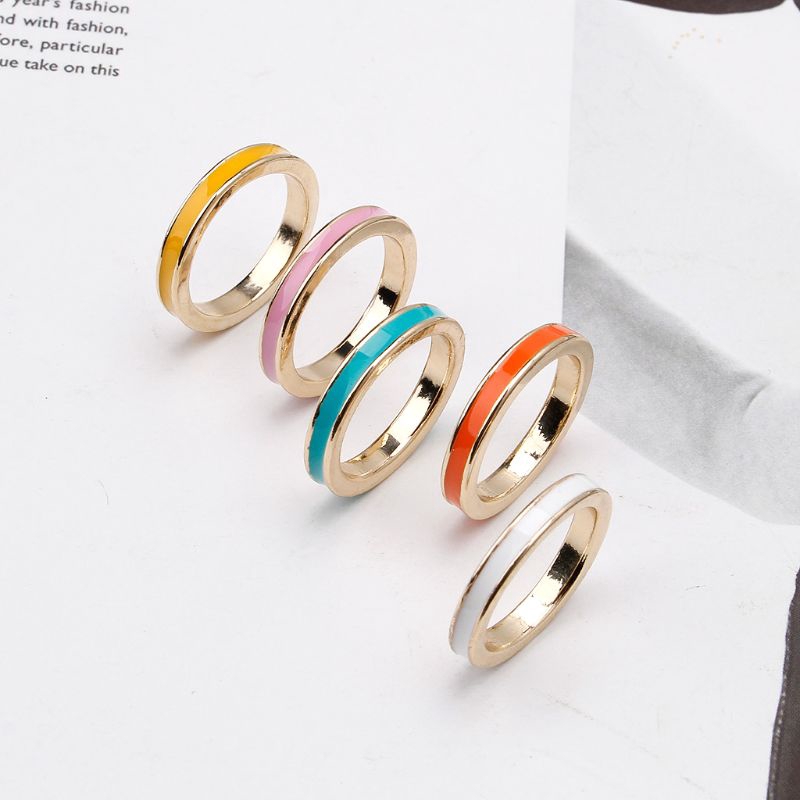 Chiếc nhẫn bản ARIN tráng men màu trắng/hồng/vàng thời trang cho nữ