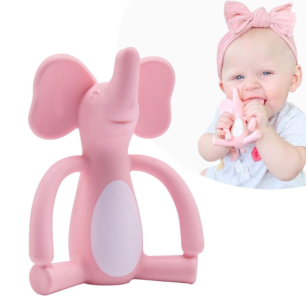 Đồ Chơi Ngậm Mọc Răng Hình Voi Bằng Silicone Cho Bé 3 4 5 6 7 8 9 10 11 12 Tháng Tuổi
