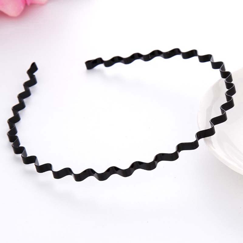 Băng đô màu đen kiểu gợn sóng sành điệu cho unisex
