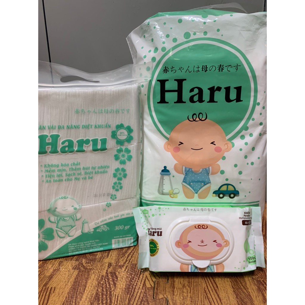 [HARU] Khăn khô đa năng Haru 300g kích thước (15x20cm)(1 gói)