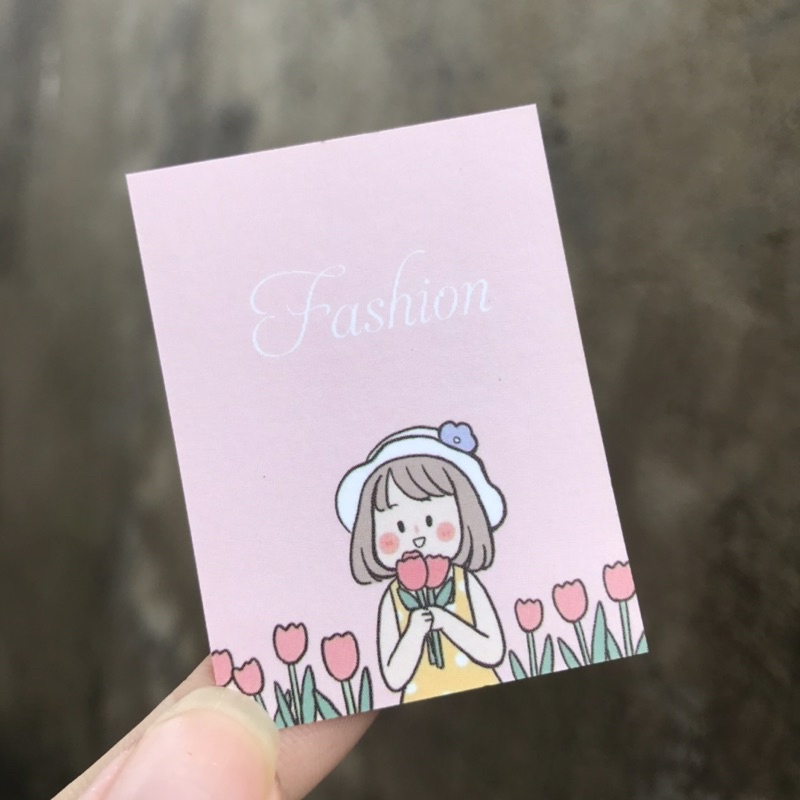 Hộp 100 mác, size 4x5.4cm Tag quần áo, Mác quần áo, giấy bìa cứng, cán màng, Phong cách dễ thương