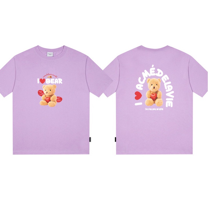 Mới Áo Thun Tay Ngắn In Hình Gấu Tình Yêu ADLV / Accmedelavie Bằng Cotton Cho Nam Và Nữ