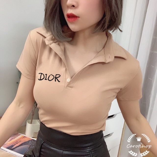 [ Mã WASTAPR giảm 10K đơn 50K] Áo thun cổ bẻ nữ in 2 mặt hình thật chất porip mịn y hình - Carotshop | BigBuy360 - bigbuy360.vn