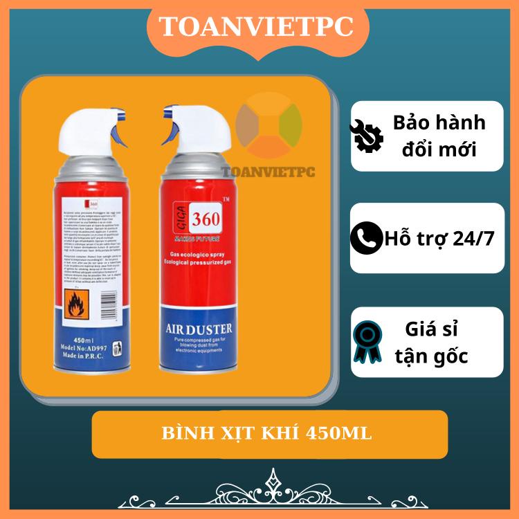 Bình Xịt Bụi Khí Nén Giga 360 Airduster Vệ Sinh Bàn Phím Laptop Máy Tính Máy Ảnh Xe Đạp Máy In