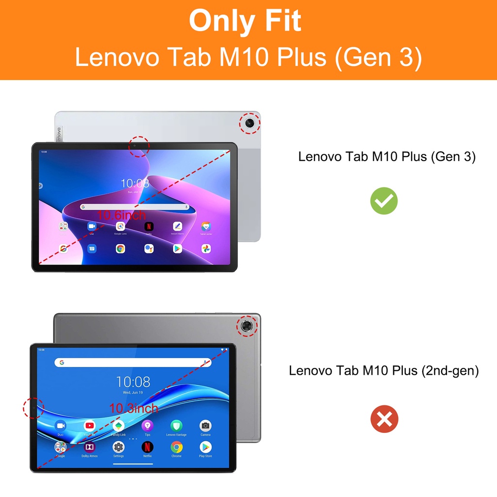 [Ảnh Thật] Bao da Lenovo Xiaoxin Pad 2022/ Tab M10 PLUS GEN 3 10.6&quot; TB-125 TB-128 Gấp 3 Khúc Lưng Cứng Có Nam Châm