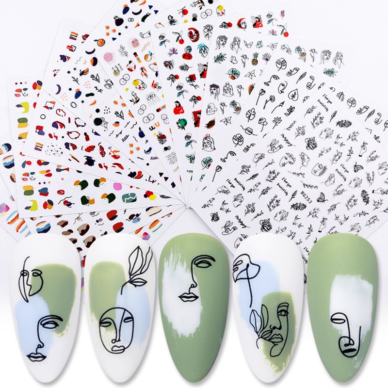 Sticker Tự Dính Họa Tiết Hoa Lá Trang Trí Móng Nghệ Thuật