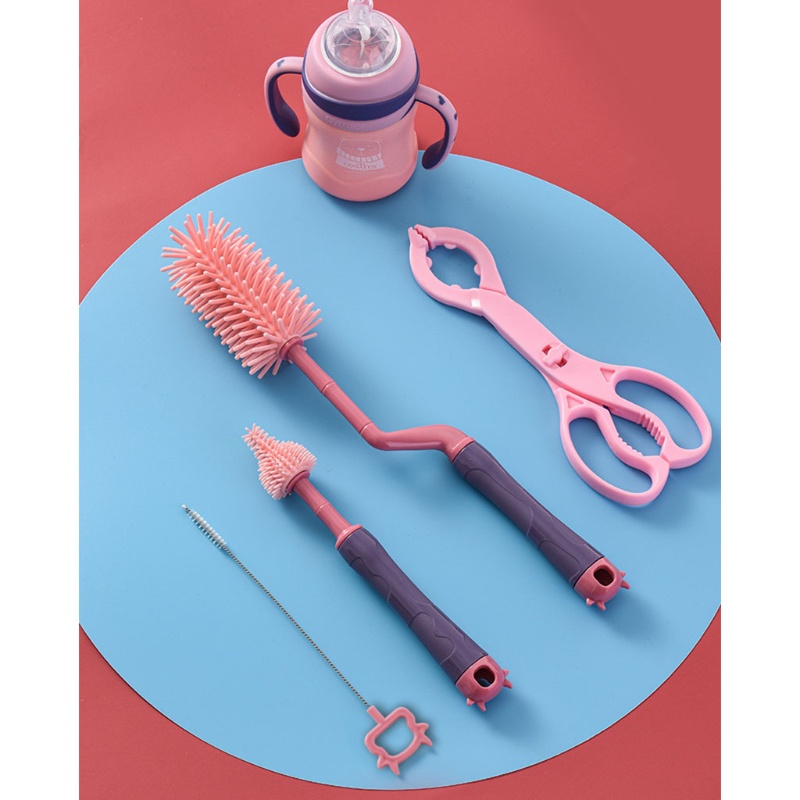 Set 3 Cọ Vệ Sinh Bình Sữa Em Bé Có Thể Xoay Tiện Dụng