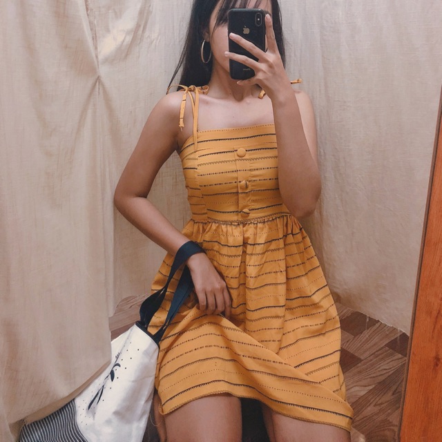 [ảnh thật tự chụp]  Cami dress - váy dây sọc ngang