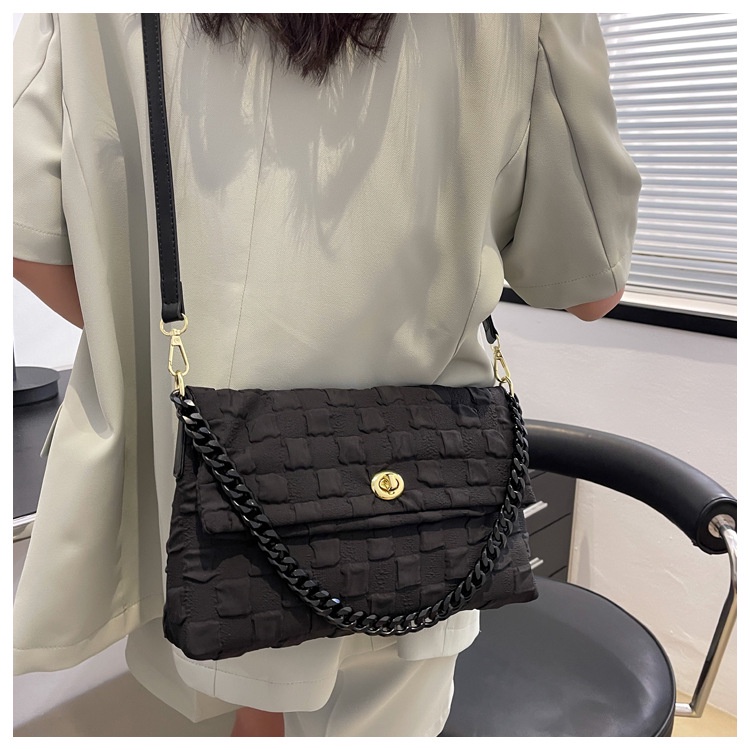 Túi Đeo JASMIN NOIR Chéo Nắp Gập Phối Dây Xích Chất Liệu Polyester Thời Trang Cho Nữ