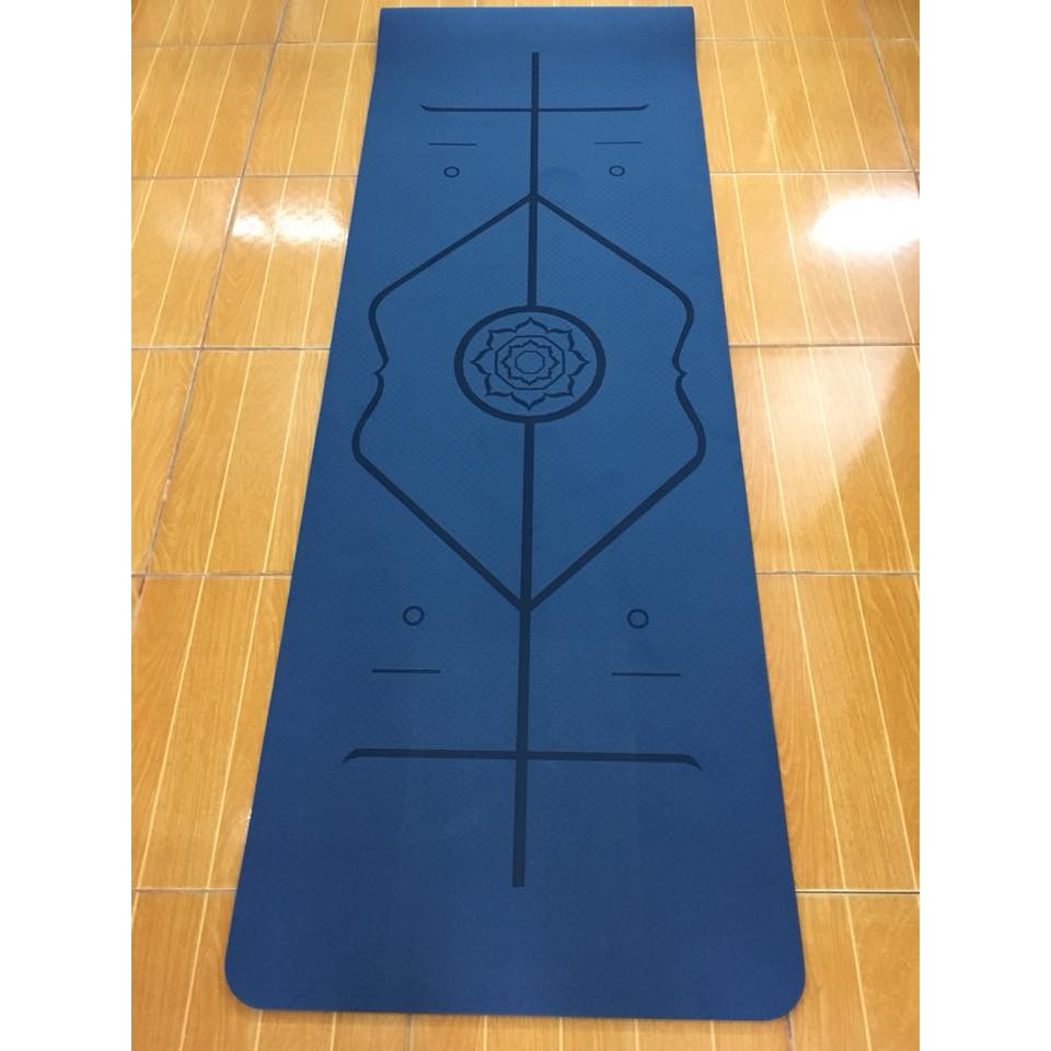 Thảm yoga định tuyến TPE 8mm cao cấp loại 1 (kèm túi  khóa chống nước 100k + dây buộc)
