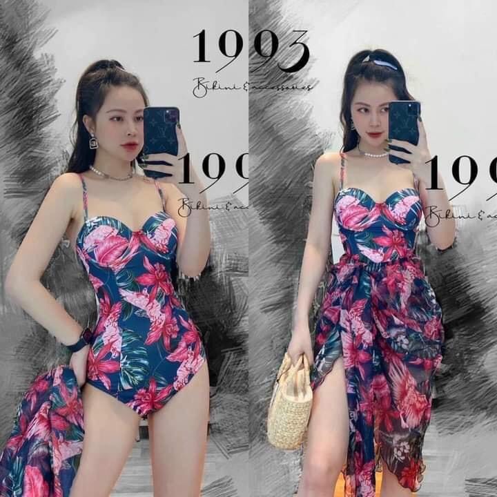 Đồ bơi một mảnh kèm khăn choàng sang chảnh có mút ngực quyến rũ