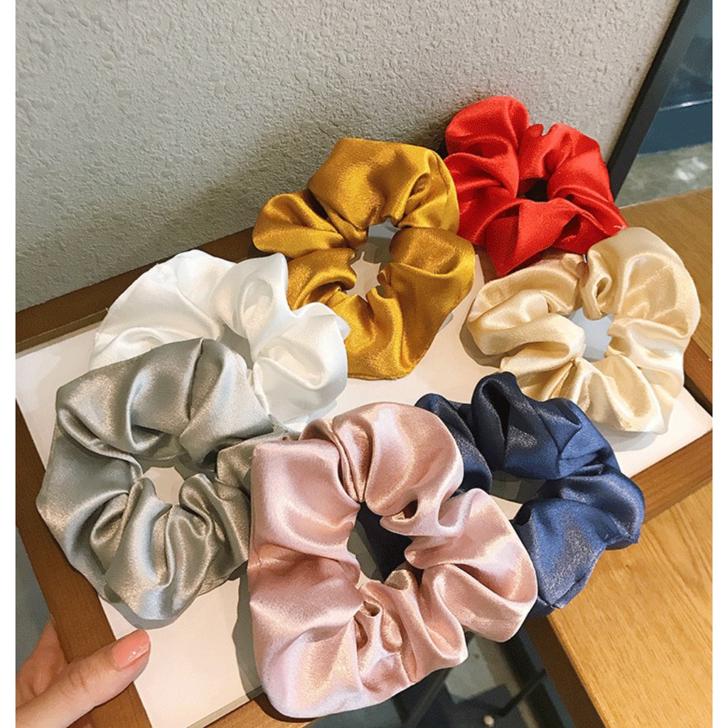 cột tóc vải scrunchies buộc tóc vải trơn bóng loại đẹp hot trend PK18