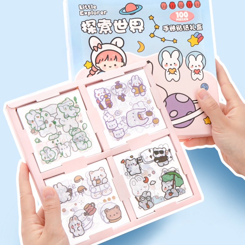Bộ 100 Tấm Hình Dán Hoạt Hình Chống Thấm Nước