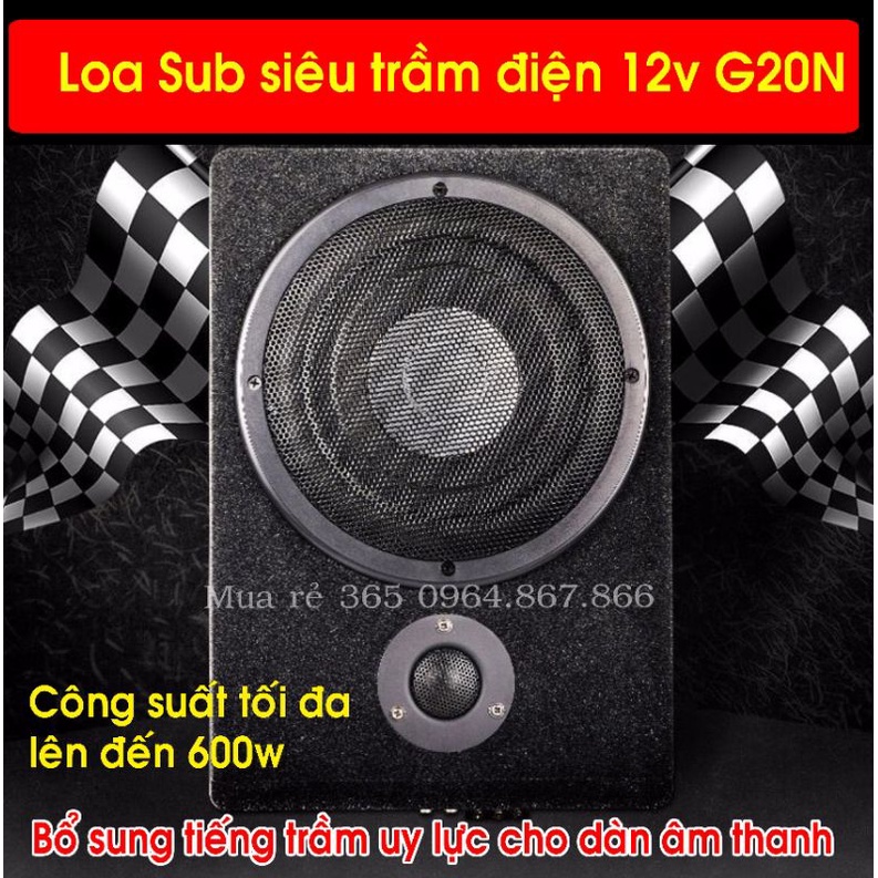 RẺ VÔ ĐỊCH Sub siêu trầm 20 SUB G20NT gầm ghế ô tô  siêu mỏng bass 20 , có loa Tép đánh full, điện 1