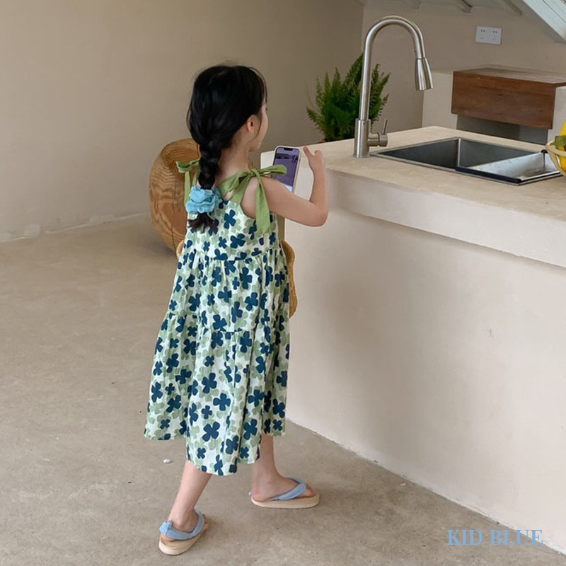 Đầm Hai Dây Thắt Nơ In Họa Tiết Hoa Phong Cách Hàn Quốc Thời Trang Mùa Hè Xinh Xắn Cho Nữ