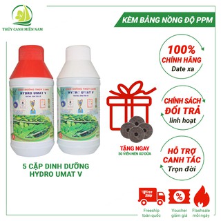 Combo 5 Cặp Dung Dịch Thủy Canh Hydro Umat V TẶNG NGAY 50 viên nén | Dạng dung dịch pha sẵn, dễ sử dụng cho người mới
