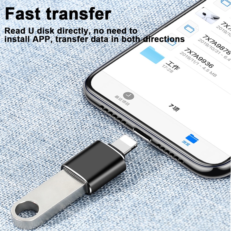 Adapter Sạc USB 3.0 OTG IOS 13 Bằng Hợp Kim Nhôm Cho IPhone 11 Pro XS Max XR X 8 7 6s Plus