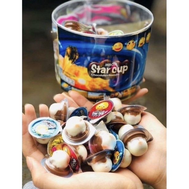 Hộp 100 Cốc Bánh Quy Socola Viên Star Cup Thái Lan