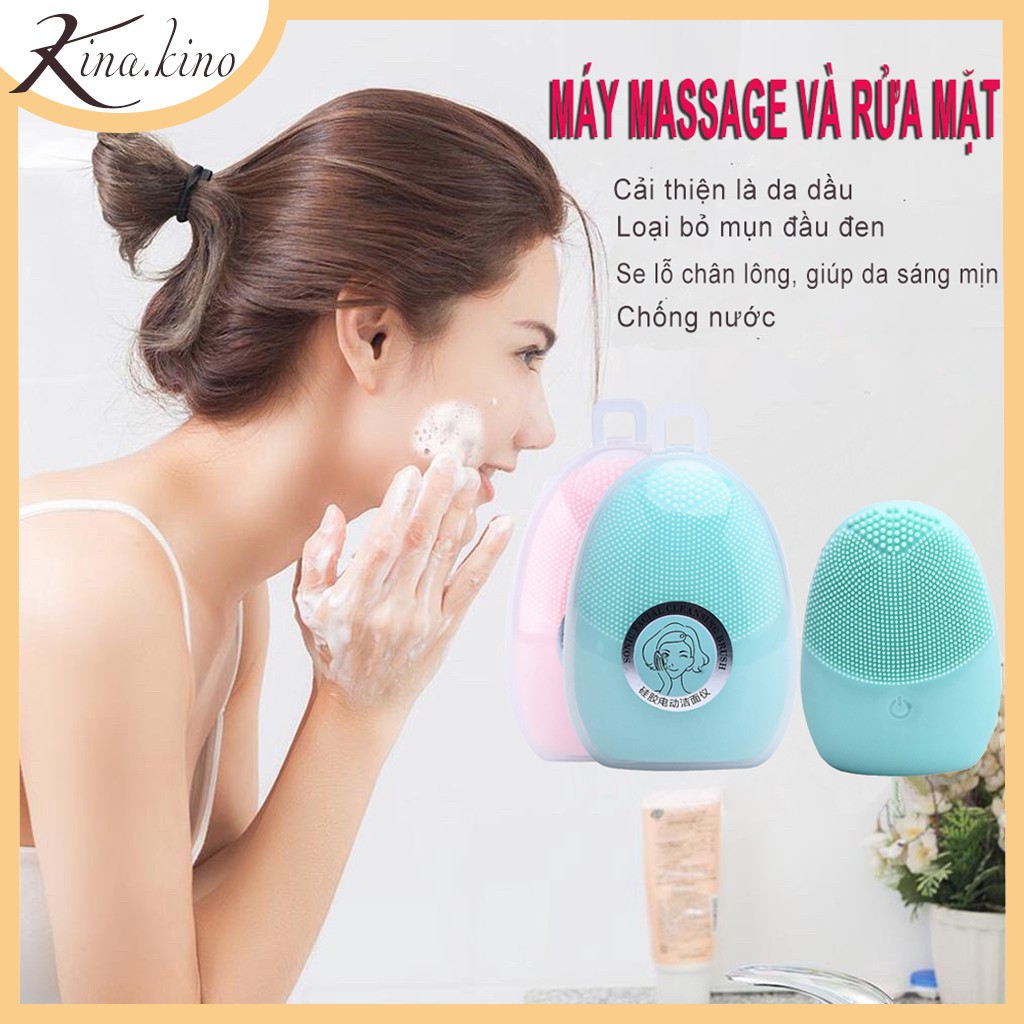 Máy rửa mặt, massage da mặt Malian cao cấp đầu Silicon làm sạch thu gọn lỗ chân lông giảm thiếu tác nhân gây mụn- Ki