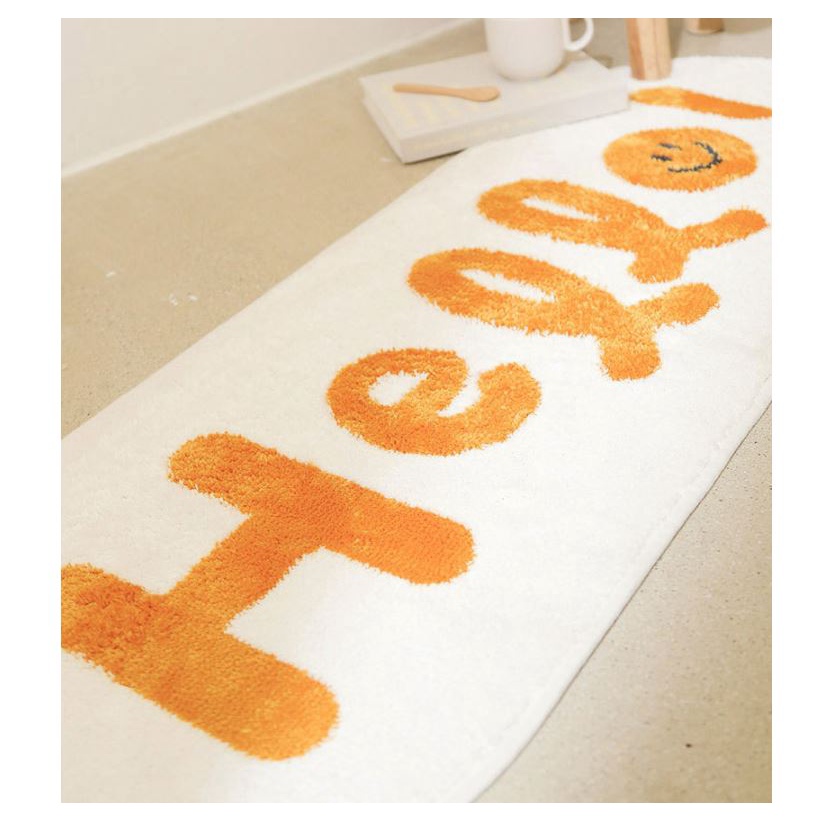 (HÀNG SẴN) Thảm chùi chân cỡ lớn Hello - Thảm dài trang trí phòng ngủ, phòng khách cao cấp