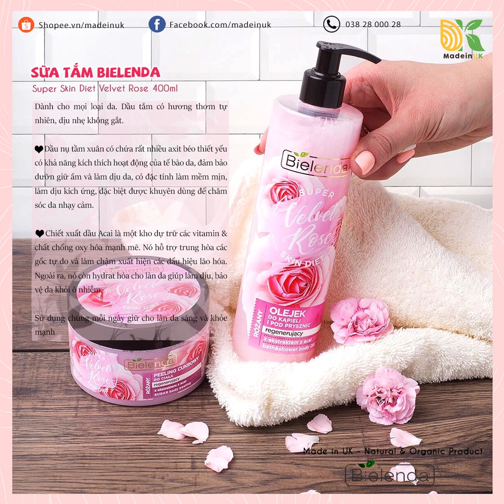 Sữa Tắm Sáng Da Bielenda Super Skin Dite Dưỡng Ẩm & Bảo Vệ Da 400ml