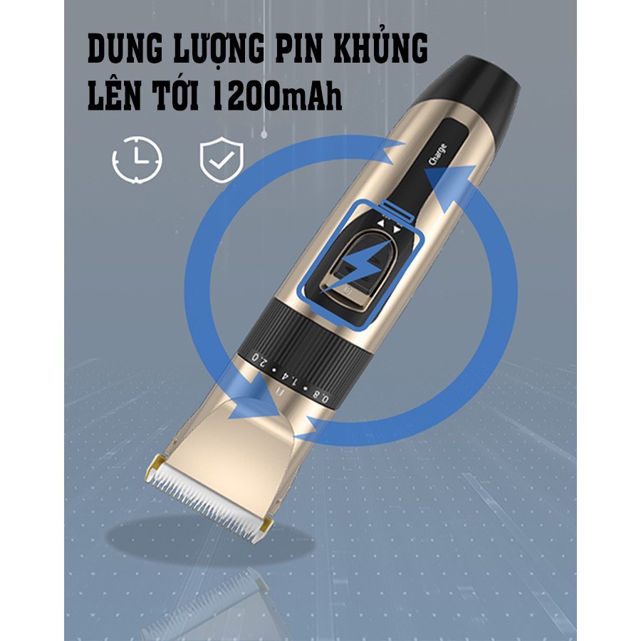 Tông Đơ Cắt Tóc Full Bộ Loại Mới Tặng Kèm Kéo, Áo Choàng, 4 Đầu Kích Cỡ Khác Nhau Bảo Hành 12 Tháng