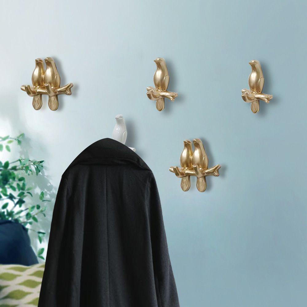 Móc Treo Quần Áo Bằng Resin Không Cần Khoan Họa Tiết Chim Kiểu Vintage Bắc Âu