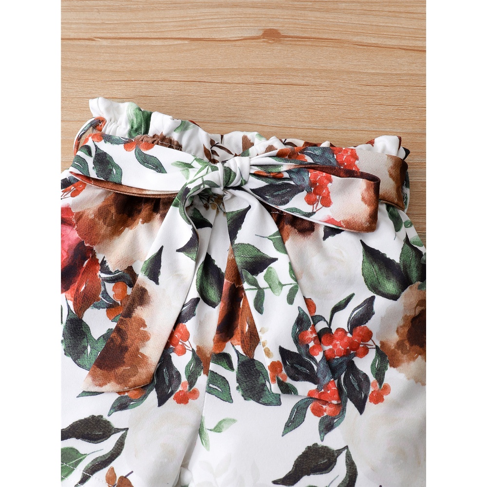 Bộ trang phục MIKRDOO 2 món gồm áo hai dây và quần đùi in hoa dễ thương thời trang mùa hè cho bé