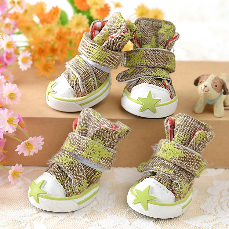 Set 4 Chiếc Giày Canvas Chống Trượt Đi Mưa Cho Thú Cưng Kích Thước 1-8