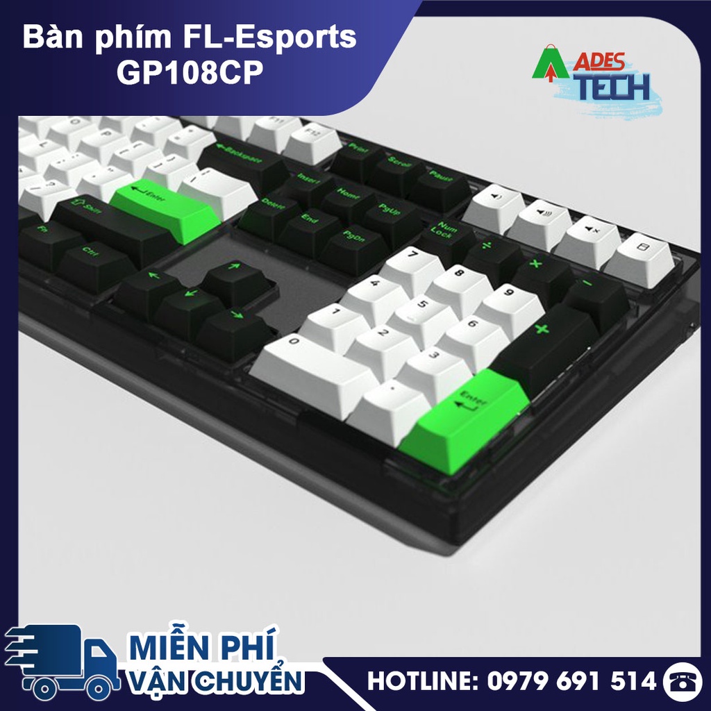 Bàn phím FLEsports GP108CP Aqua Green/ Blackish Green - Bàn phím cơ Switch Kailh Box cao cấp