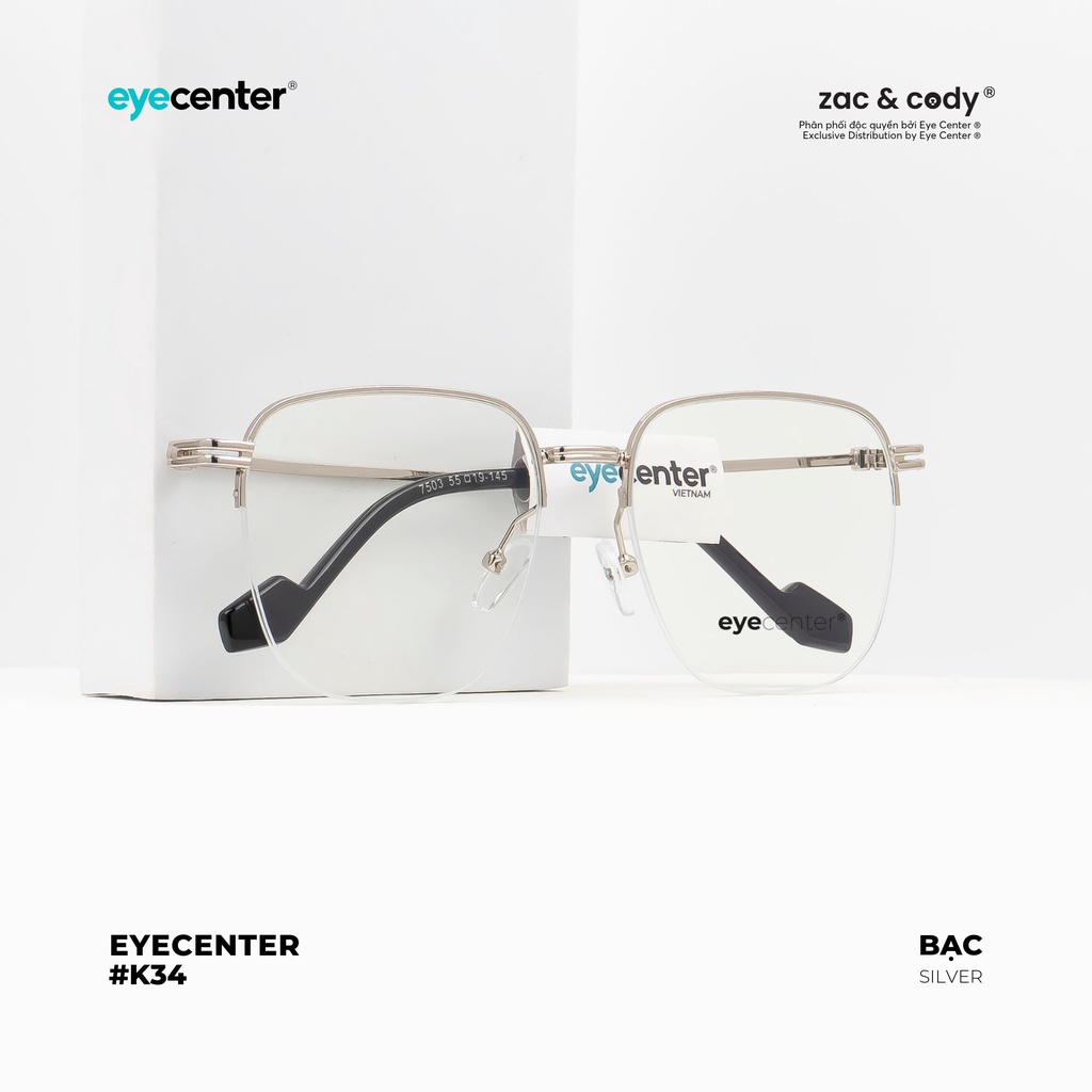 Gọng kính cận nam nữ chính hãng EYECENTER K34S kim loại chống gỉ nhập khẩu by Eye Center Vietnam