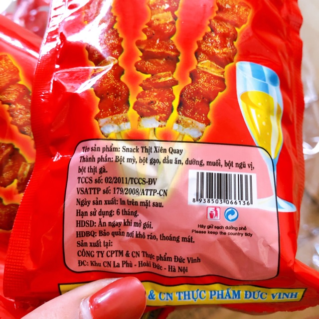 Sỉ bịch 20 gói bim snack thịt xiên quay giòn ngon