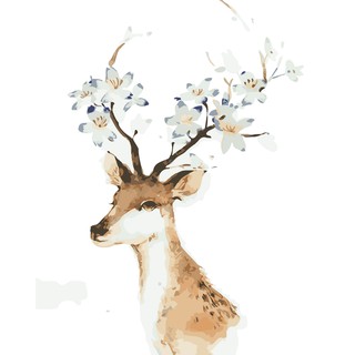 Tranh tô màu 40x50cm có khung Hươu hoa tím T902