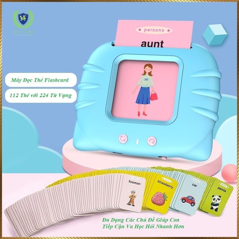 Máy đọc thẻ tiếng Anh flashcard con Mèo, thẻ học cho bé đa dạng các chủ đề với 224 từ vựng, hàng loại 1 có 8 chip xử lý