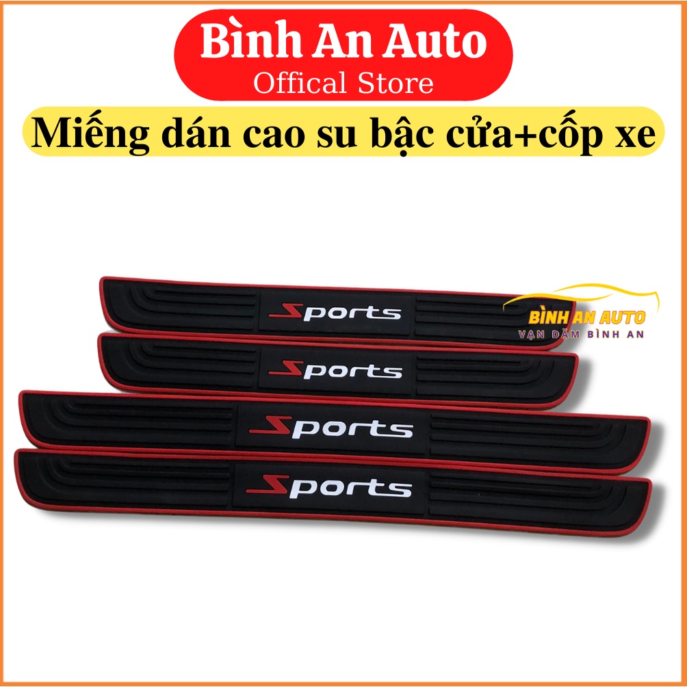 SPORT - Bộ Miếng Nẹp Bước Chân Bằng Cao Su Chống Trơn Trượt - Miếng Dán Chống Trầy Xước Bậc Cửa Lên Xuống + Cốp Ô Tô