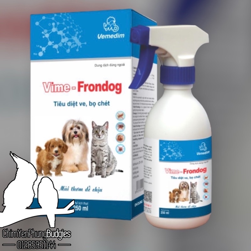 Vime-Frondog 250ml - Thuốc Xịt Trị Ve, Bọ Chét Cho Chó Mèo (mùi thơm dễ chịu)