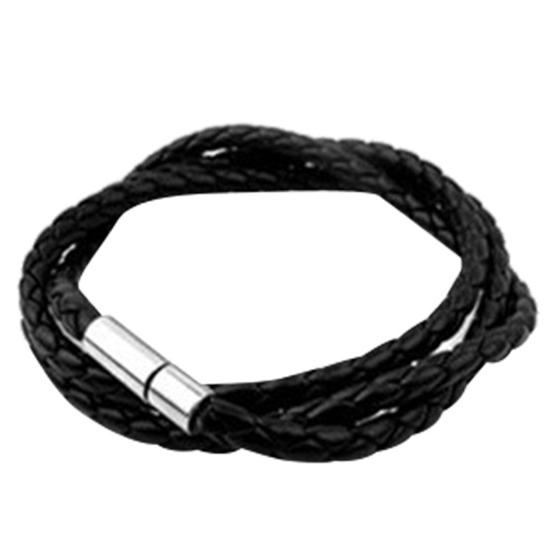 Vòng tay bện dây da nhiều lớp phong cách Hàn Quốc thời trang cho nam / nữ