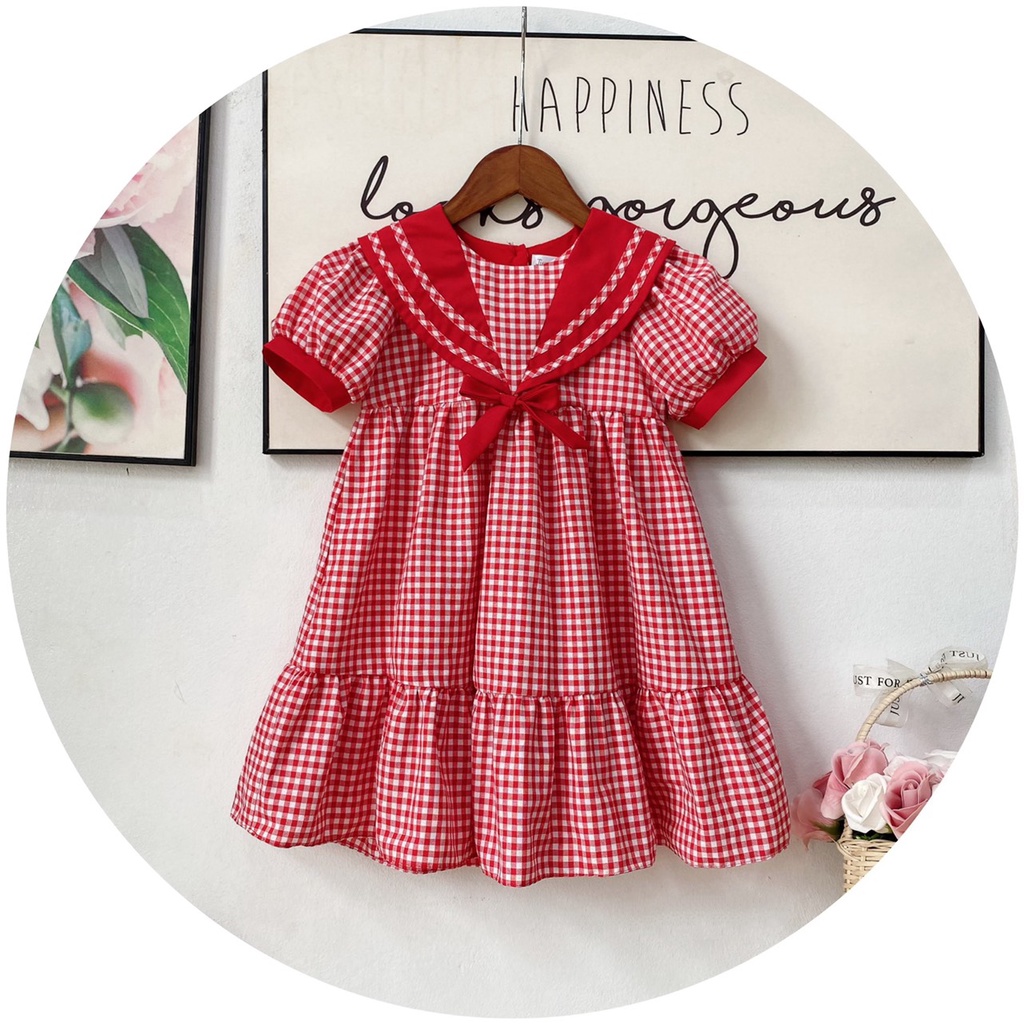 Váy hoa tiểu thư bé gái MINTSCLOSET Mint's Closet màu hồng cổ bèo tay ngắn 1 2 3 4 tuổi - GV0042 - GV0041 - GV0052