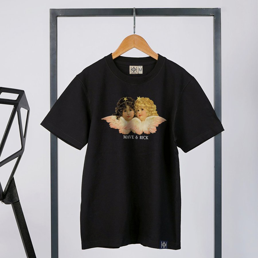 Áo Thun Tay Lỡ Cupid Couple Angel Áo thun Thiên Thần Có Đôi cotton MVR 112019018 Đen