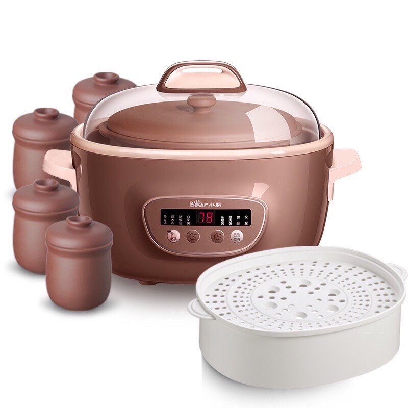 Nồi Nấu Chậm Thố Đất Tử Sa Bear 2,5L Đa Năng Nấu Cháo, Chưng Yến DDZ-C25R6 - Hàng chính hãng, bảo hành 18 tháng