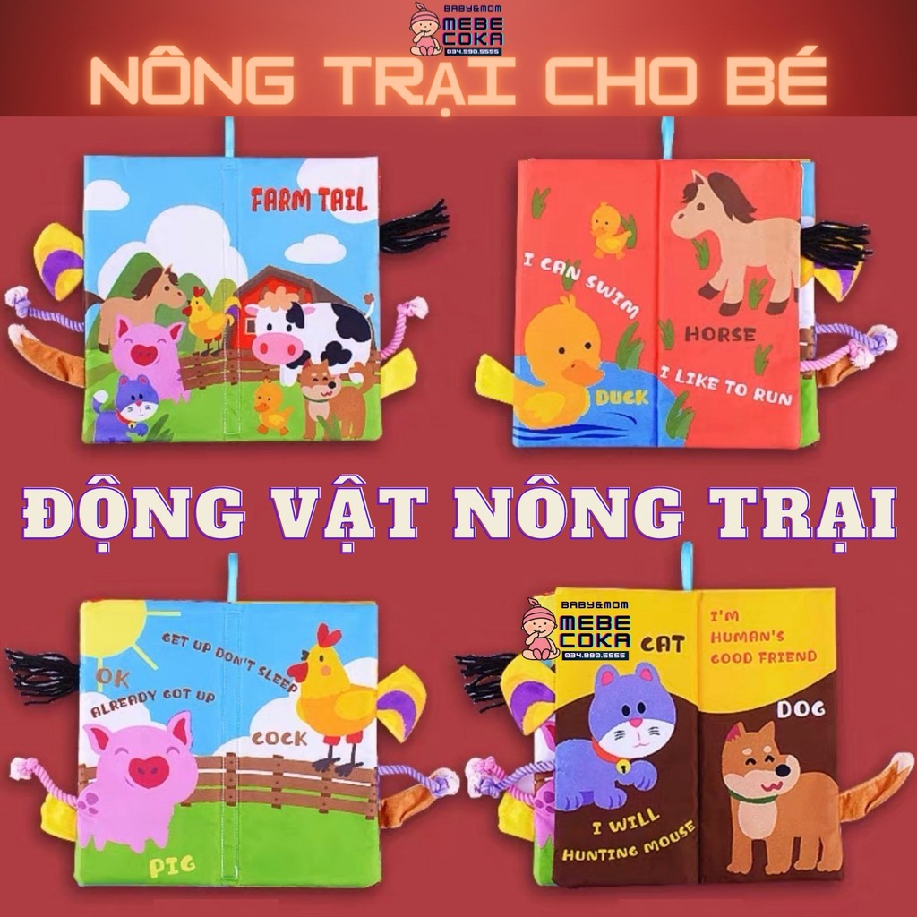 Sách vải cho bé ,sách vải giáo dục họa tiết bán 3D kích thích thị giác, nhiều chủ đề vừa học vừa chơi