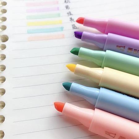 Deli Set 6 Bút Bắt Sáng Đầu Mềm Màu Kẹo DIY