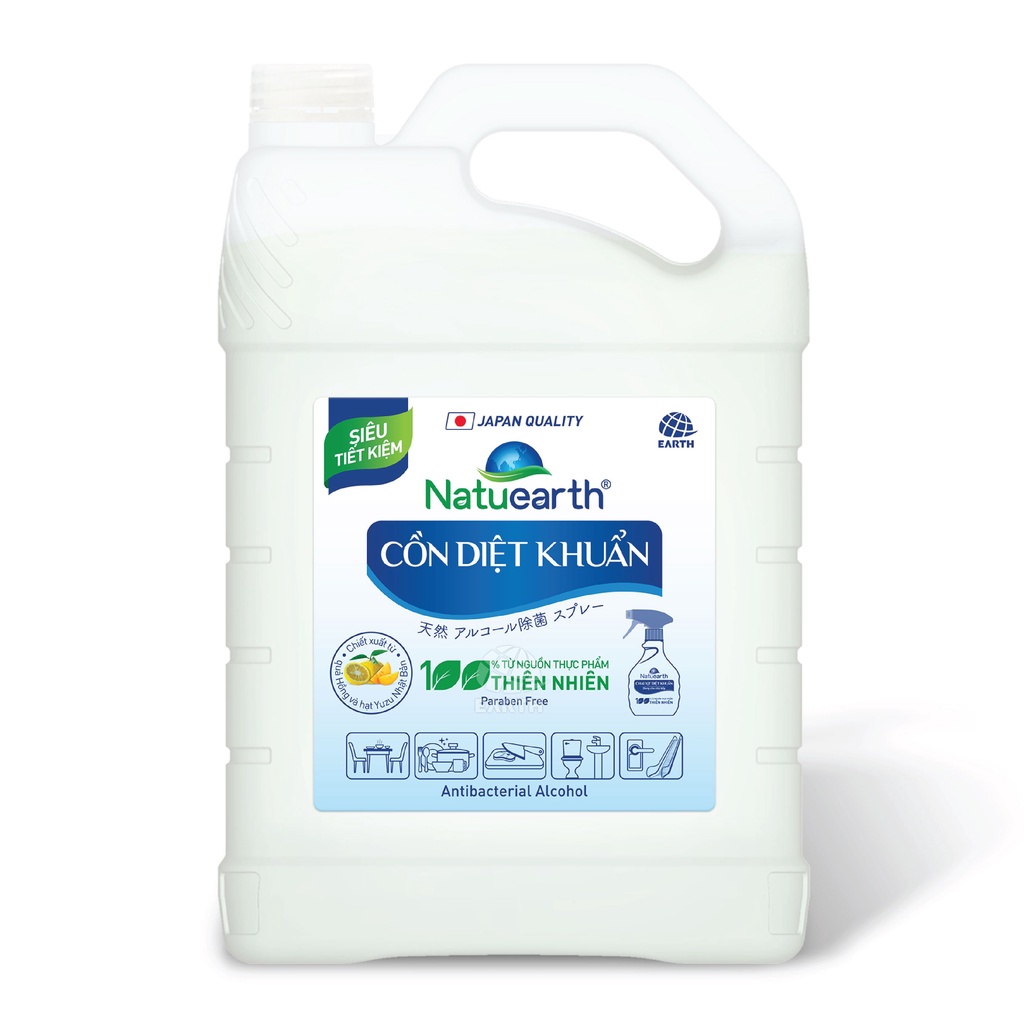 Cồn xịt diệt khuẩn Natuearth 3,8 lít (Siêu Tiết Kiệm)