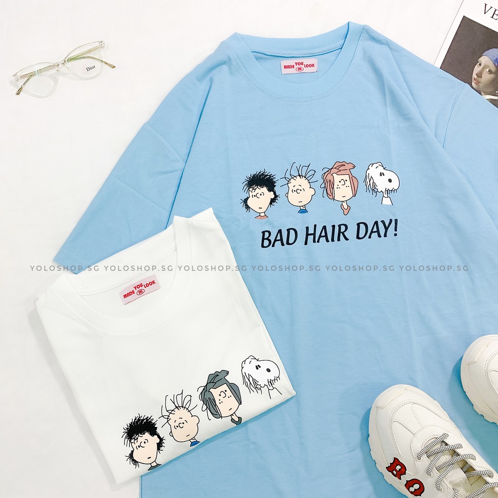 Áo thun tay lỡ 🥕 BAD HAIR DAY 🥕 phông Unisex nam nữ tee oversize form rộng pull Ulzzang Streetwear Hàn Quốc vải mềm